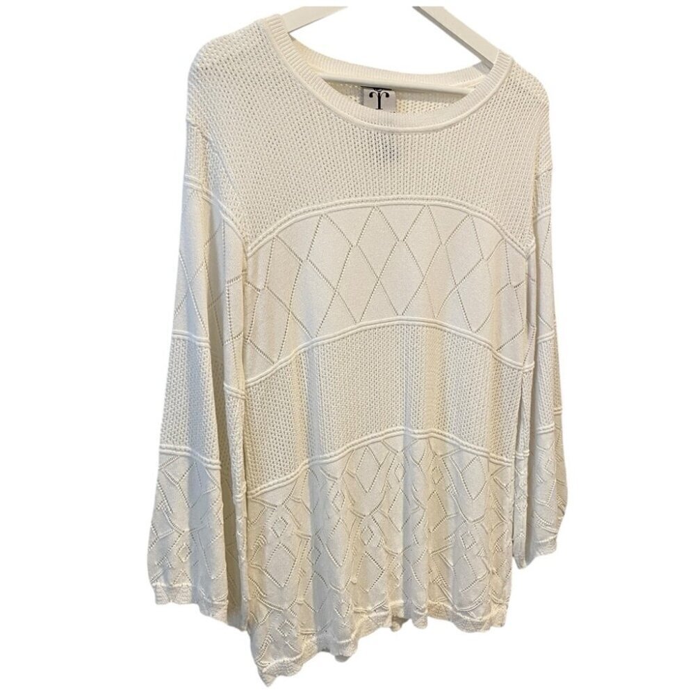 Coquette Lace Rain & Rose L Knit White Top Viscose - Flowy - Picture 4 of 16